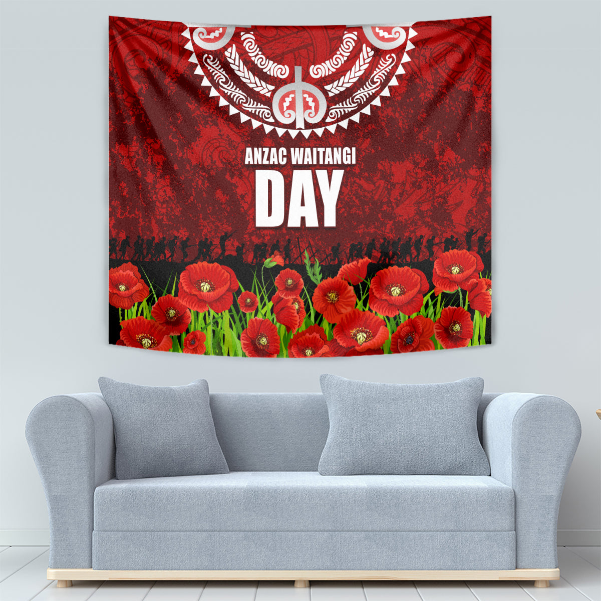 New Zealand ANZAC Waitangi Day Tapestry Hei Tiki and Soldier - Vibe Hoodie Shop