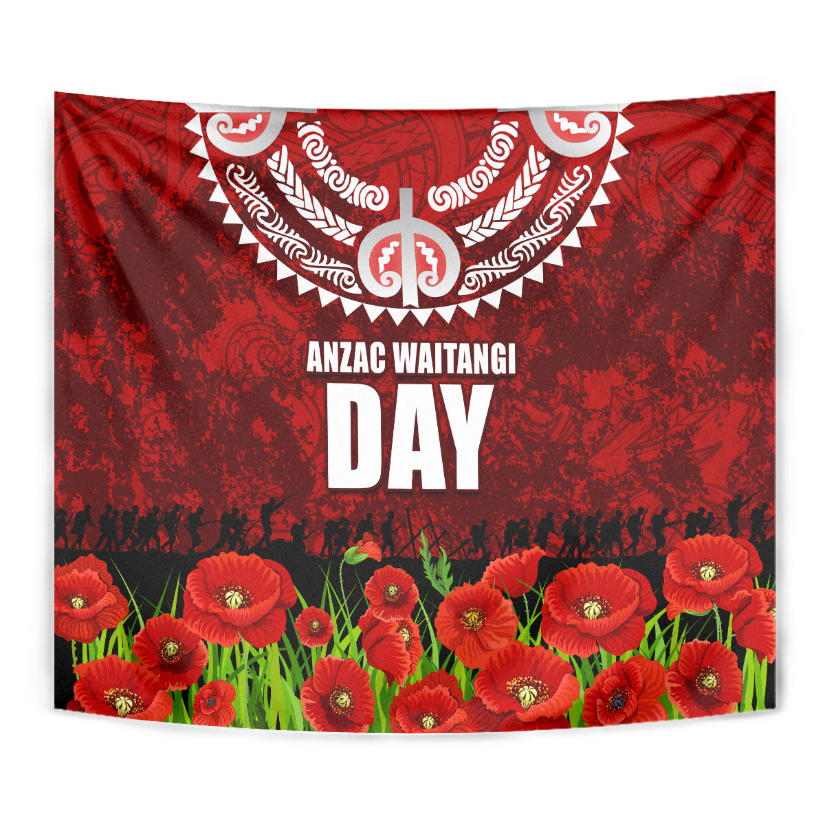 New Zealand ANZAC Waitangi Day Tapestry Hei Tiki and Soldier - Vibe Hoodie Shop