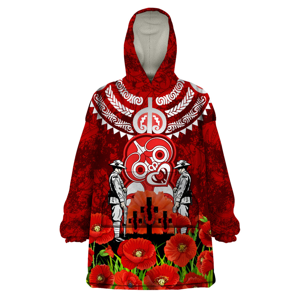 New Zealand ANZAC Waitangi Day Wearable Blanket Hoodie Hei Tiki and Soldier - Vibe Hoodie Shop