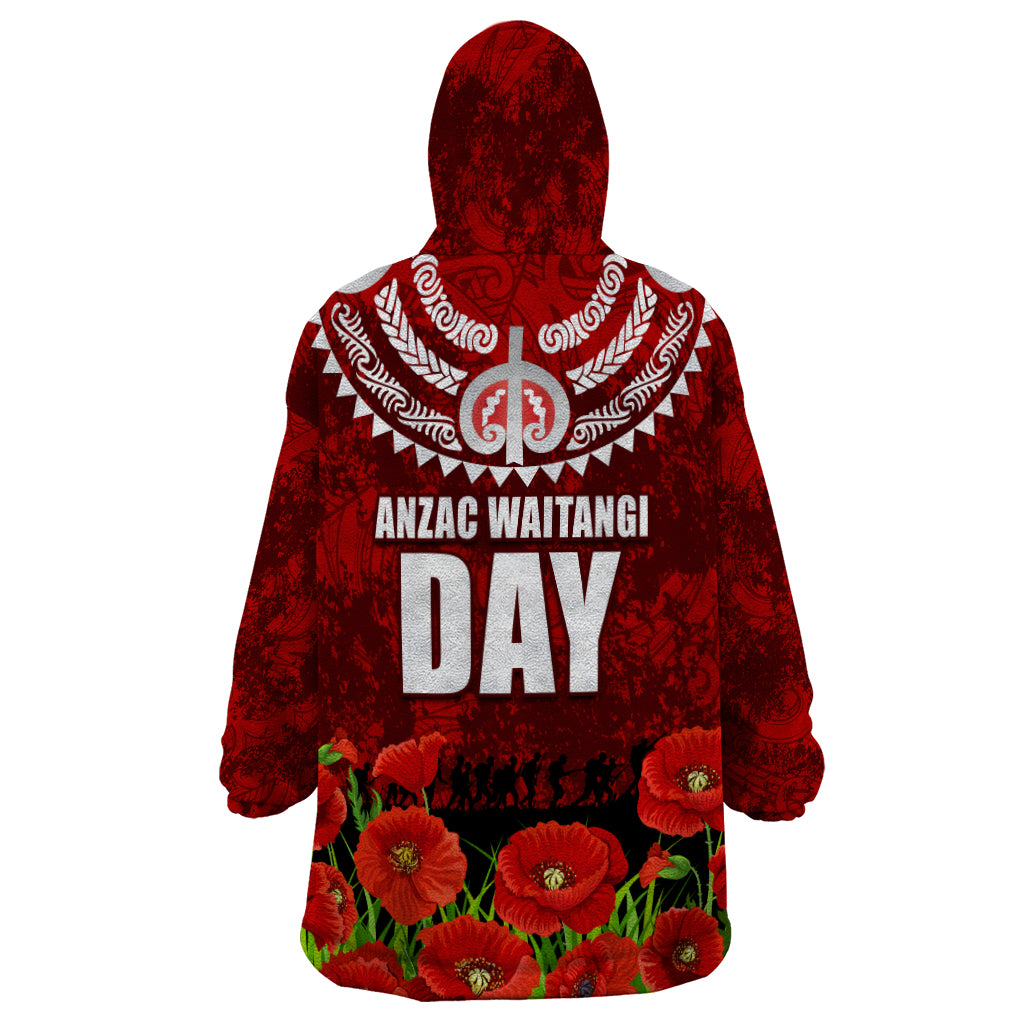 New Zealand ANZAC Waitangi Day Wearable Blanket Hoodie Hei Tiki and Soldier - Vibe Hoodie Shop