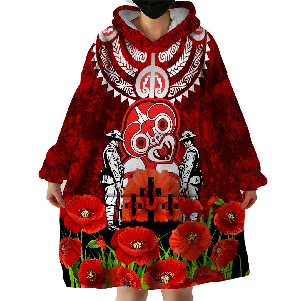 New Zealand ANZAC Waitangi Day Wearable Blanket Hoodie Hei Tiki and Soldier - Vibe Hoodie Shop