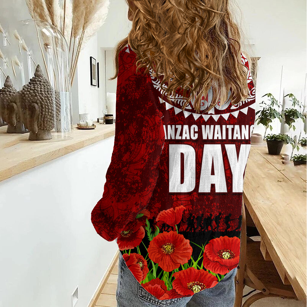 New Zealand ANZAC Waitangi Day Women Casual Shirt Hei Tiki and Soldier - Vibe Hoodie Shop