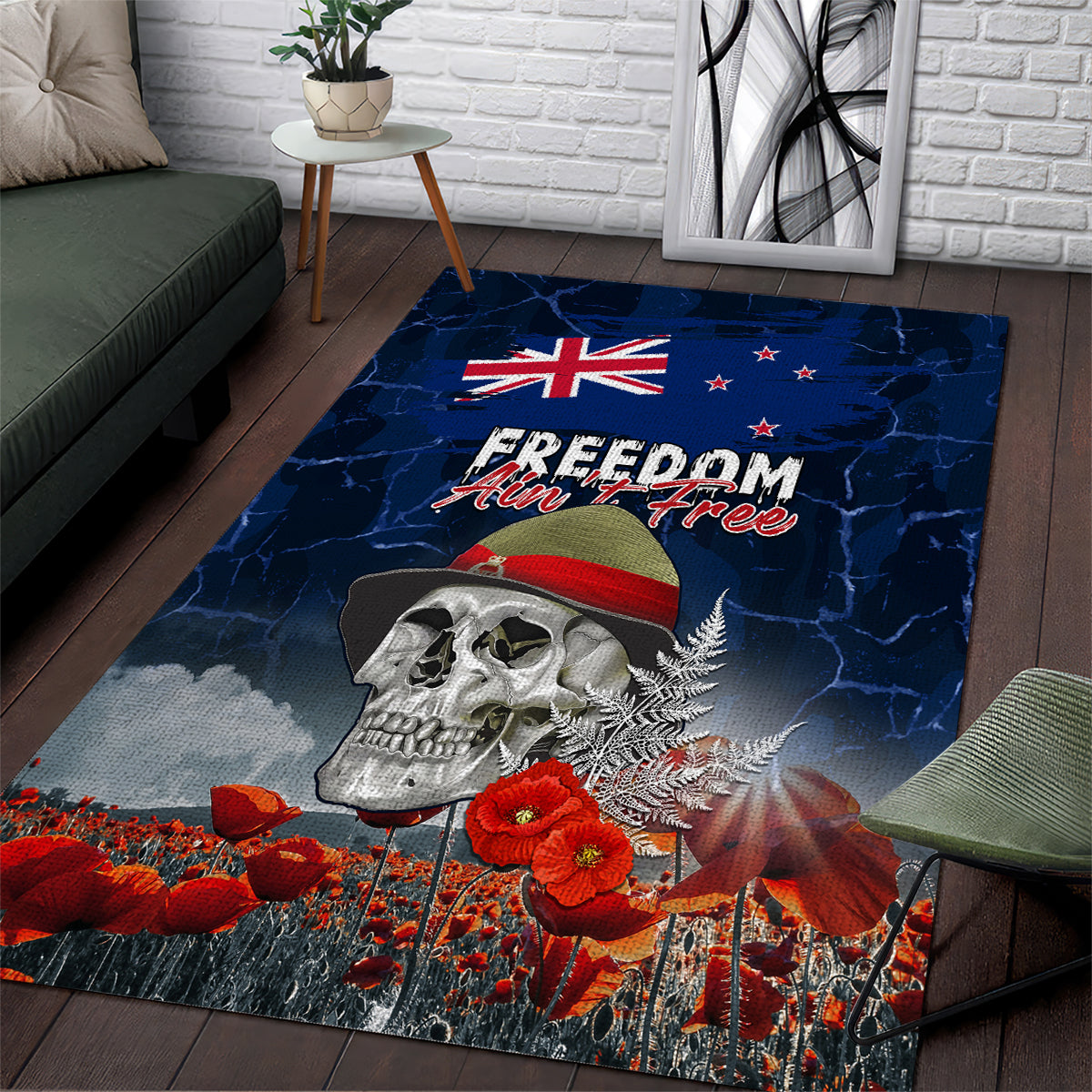 New Zealand ANZAC Day Area Rug Freedom Ain't Free LT05 - Vibe Hoodie Shop