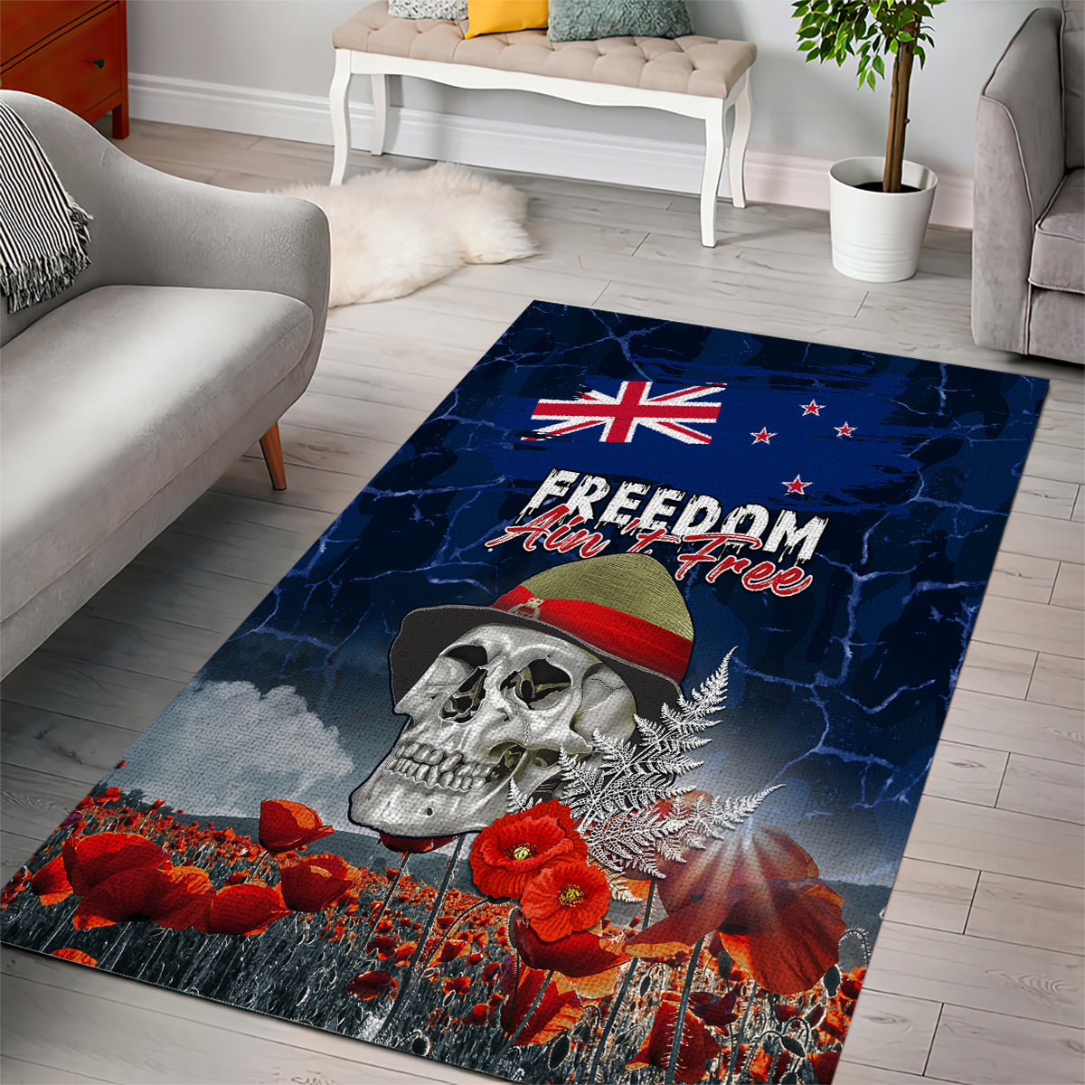 New Zealand ANZAC Day Area Rug Freedom Ain't Free LT05 - Vibe Hoodie Shop