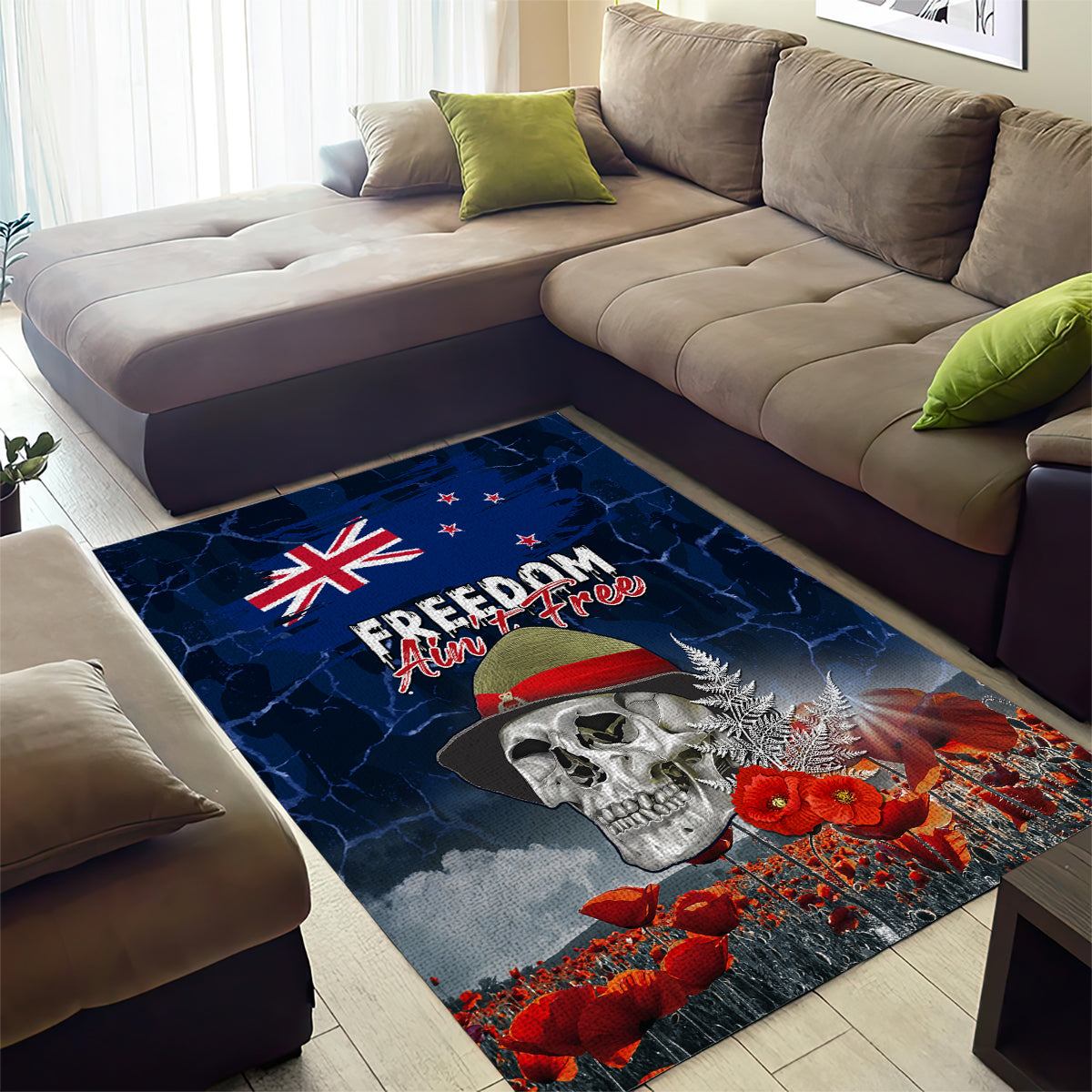 New Zealand ANZAC Day Area Rug Freedom Ain't Free LT05 - Vibe Hoodie Shop