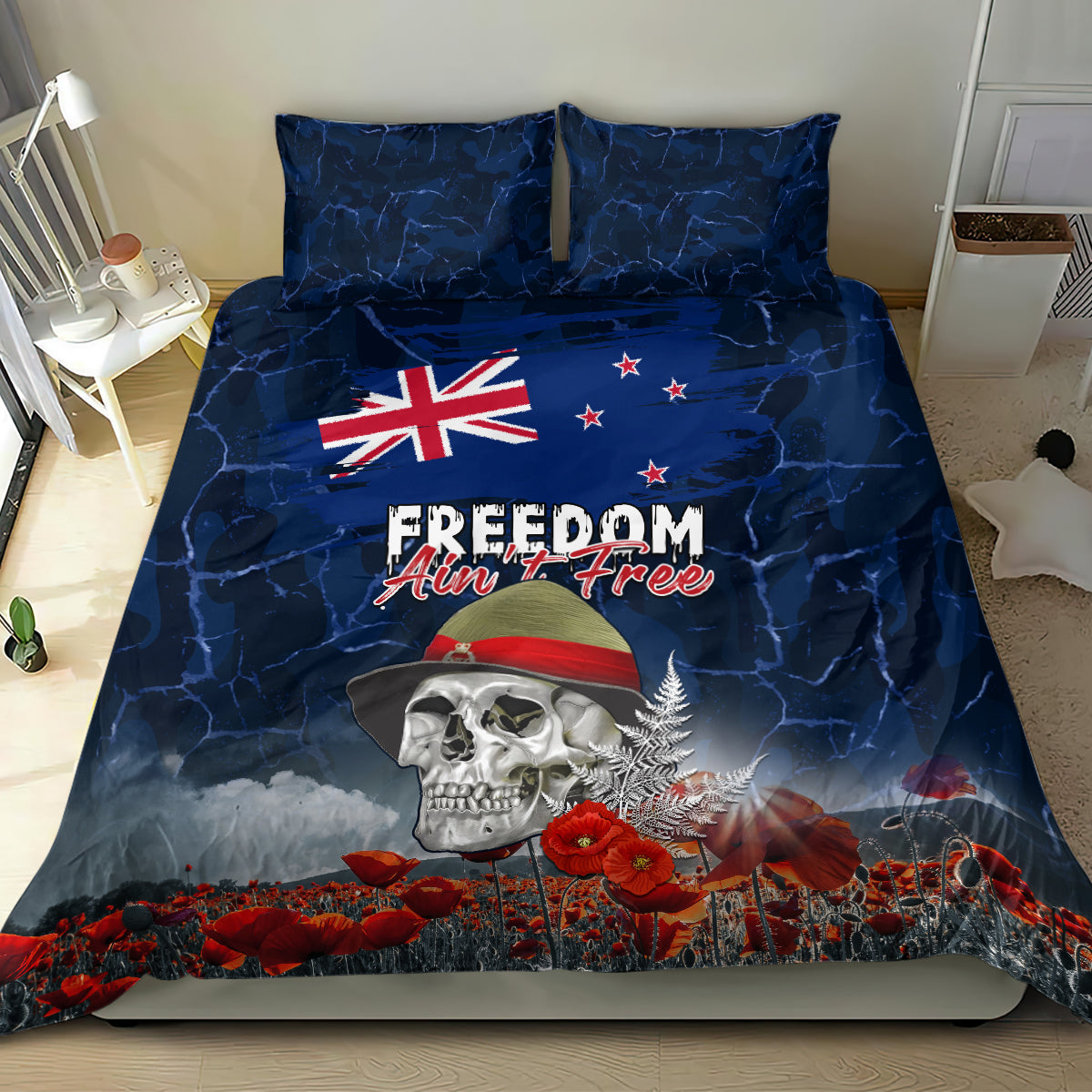 New Zealand ANZAC Day Bedding Set Freedom Ain't Free LT05 - Vibe Hoodie Shop