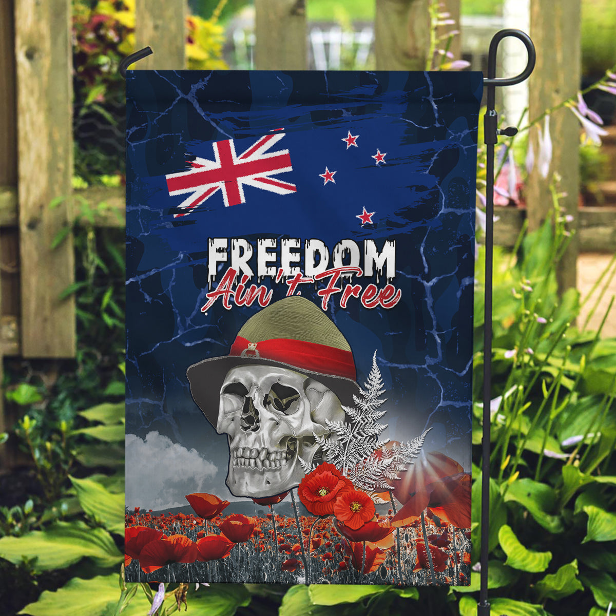 New Zealand ANZAC Day Garden Flag Freedom Ain't Free LT05 - Vibe Hoodie Shop