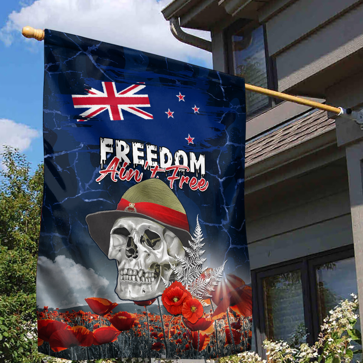 New Zealand ANZAC Day Garden Flag Freedom Ain't Free LT05 - Vibe Hoodie Shop