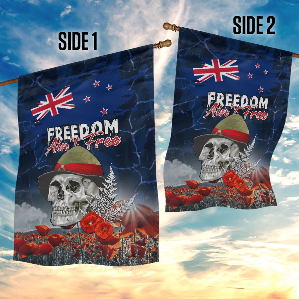 New Zealand ANZAC Day Garden Flag Freedom Ain't Free LT05 - Vibe Hoodie Shop