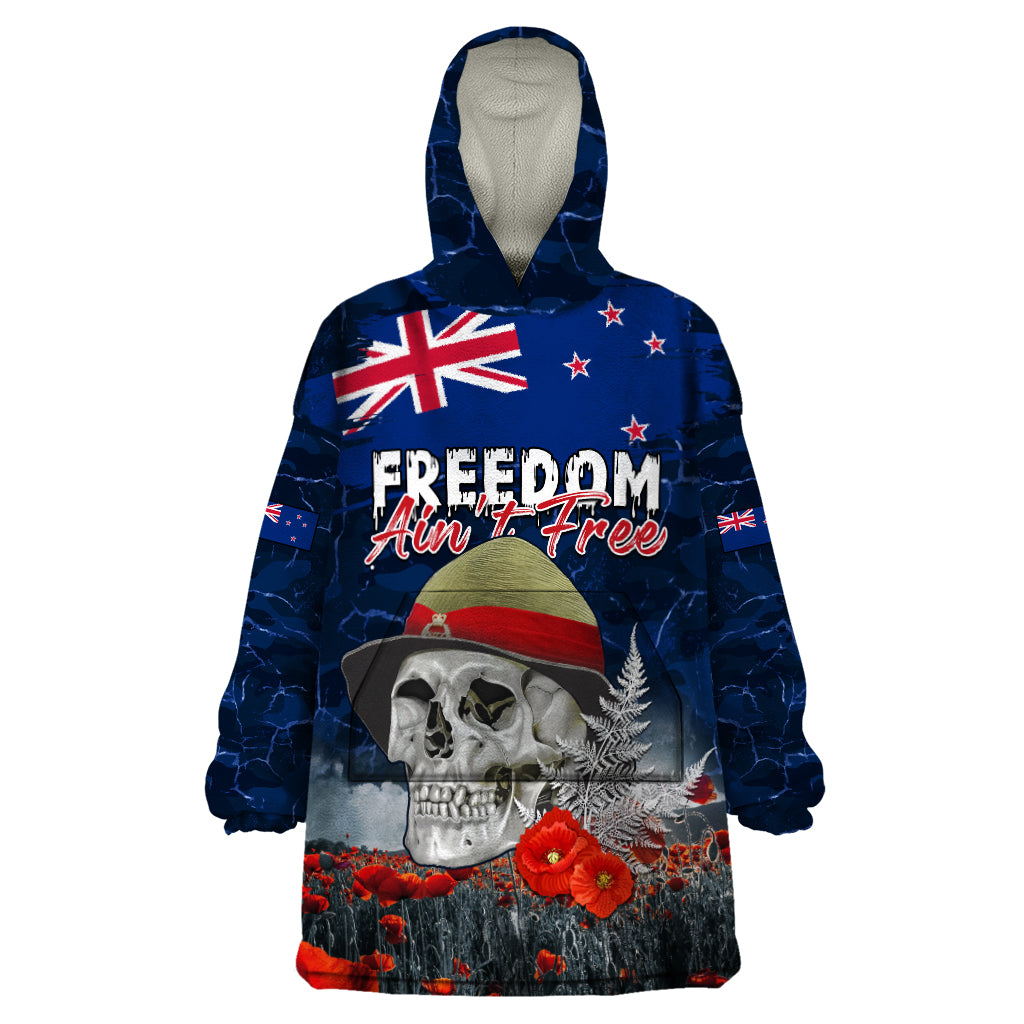 New Zealand ANZAC Day Wearable Blanket Hoodie Freedom Ain't Free LT05 - Vibe Hoodie Shop