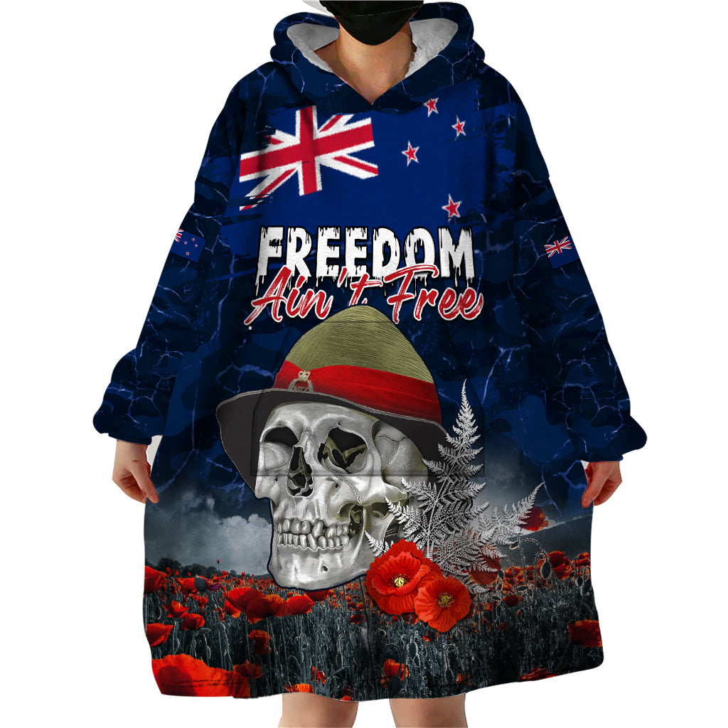 New Zealand ANZAC Day Wearable Blanket Hoodie Freedom Ain't Free LT05 - Vibe Hoodie Shop