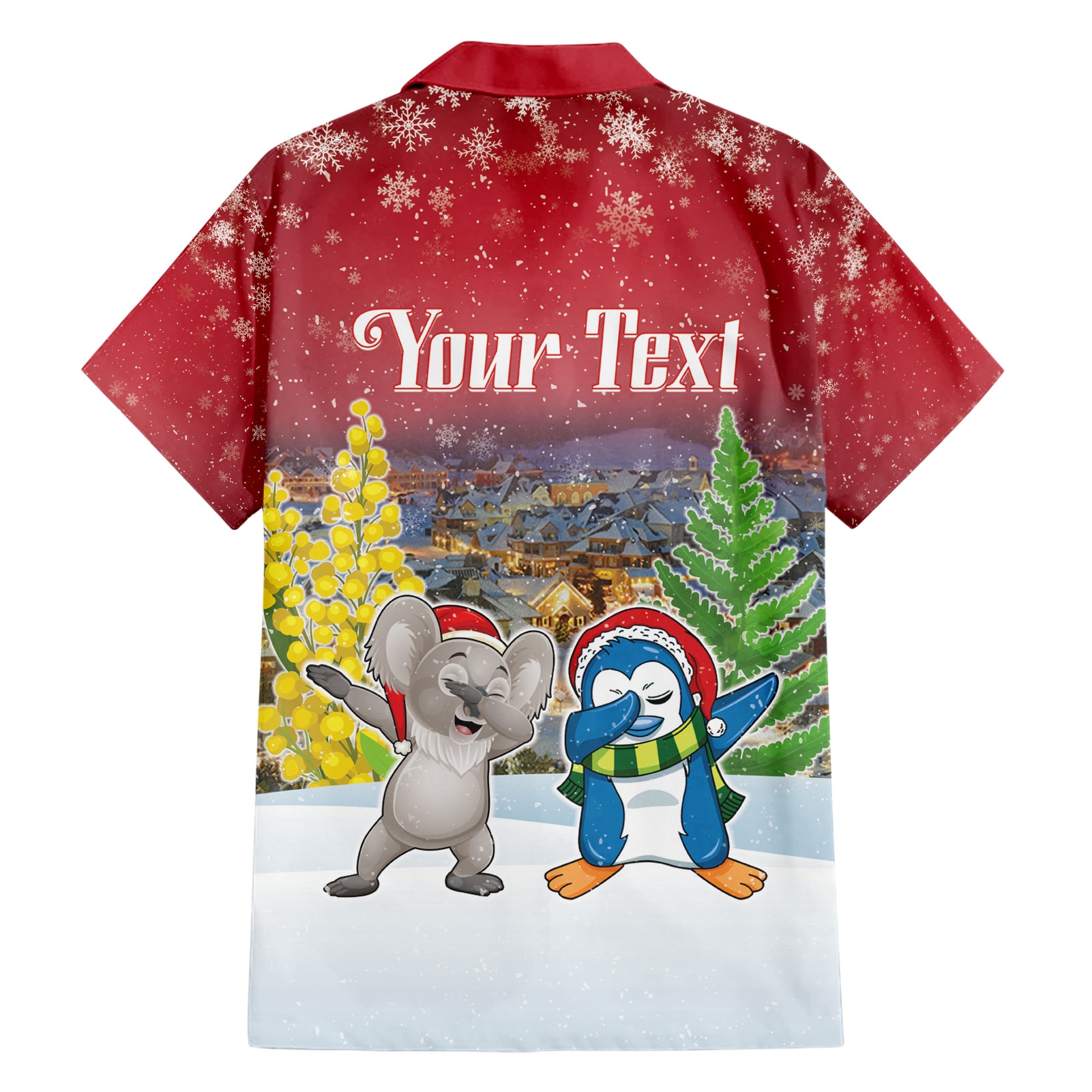 Personalised Christmas In July Hawaiian Shirt Funny Dabbing Dance Koala And Blue Penguins LT05 - Vibe Hoodie Shop