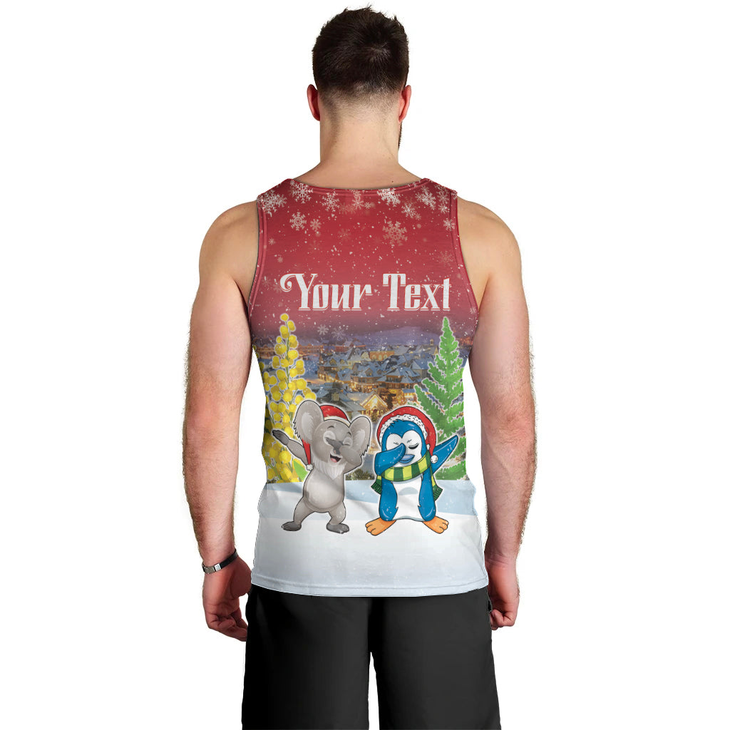 Personalised Christmas In July Men Tank Top Funny Dabbing Dance Koala And Blue Penguins LT05 - Vibe Hoodie Shop