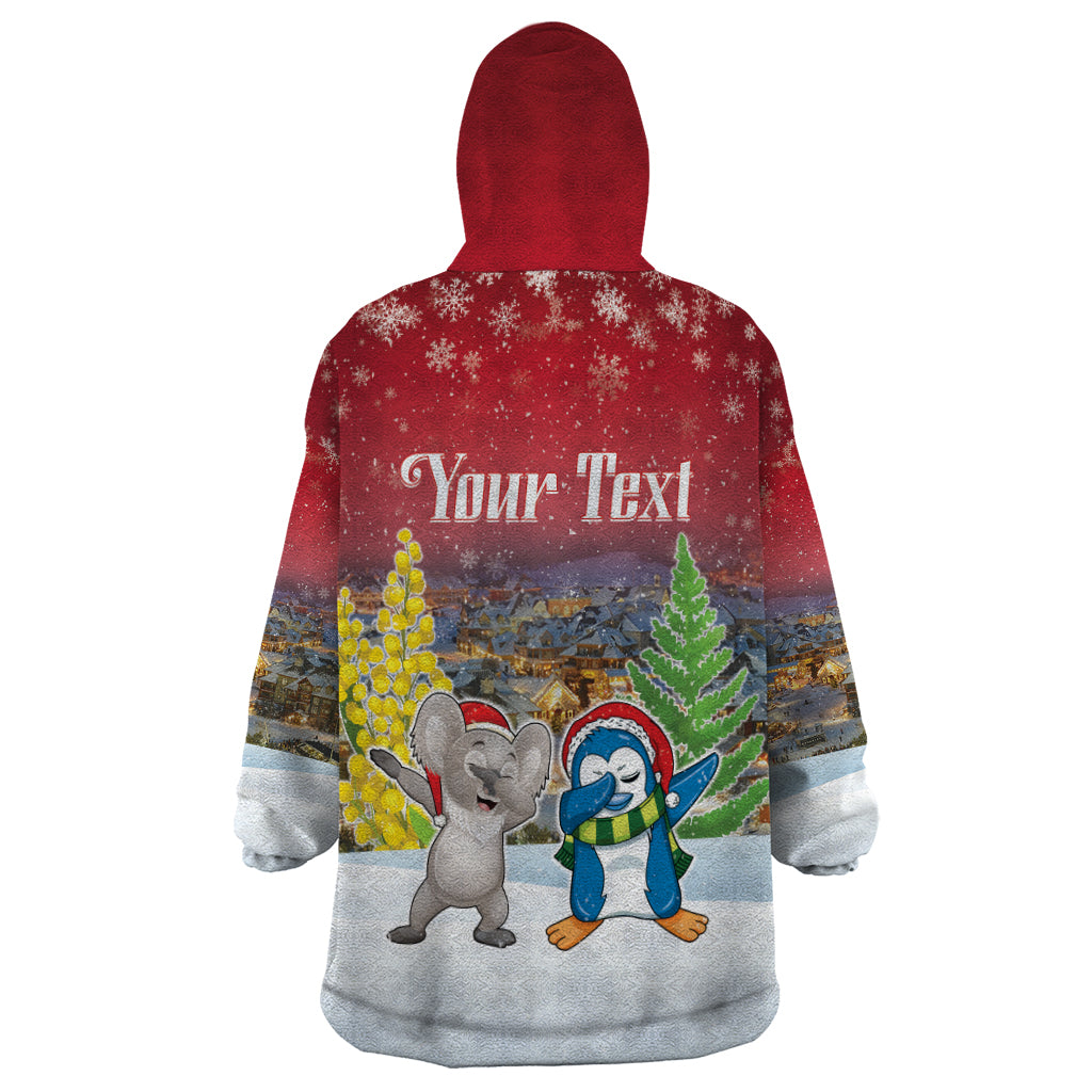 Personalised Christmas In July Wearable Blanket Hoodie Funny Dabbing Dance Koala And Blue Penguins LT05 - Vibe Hoodie Shop