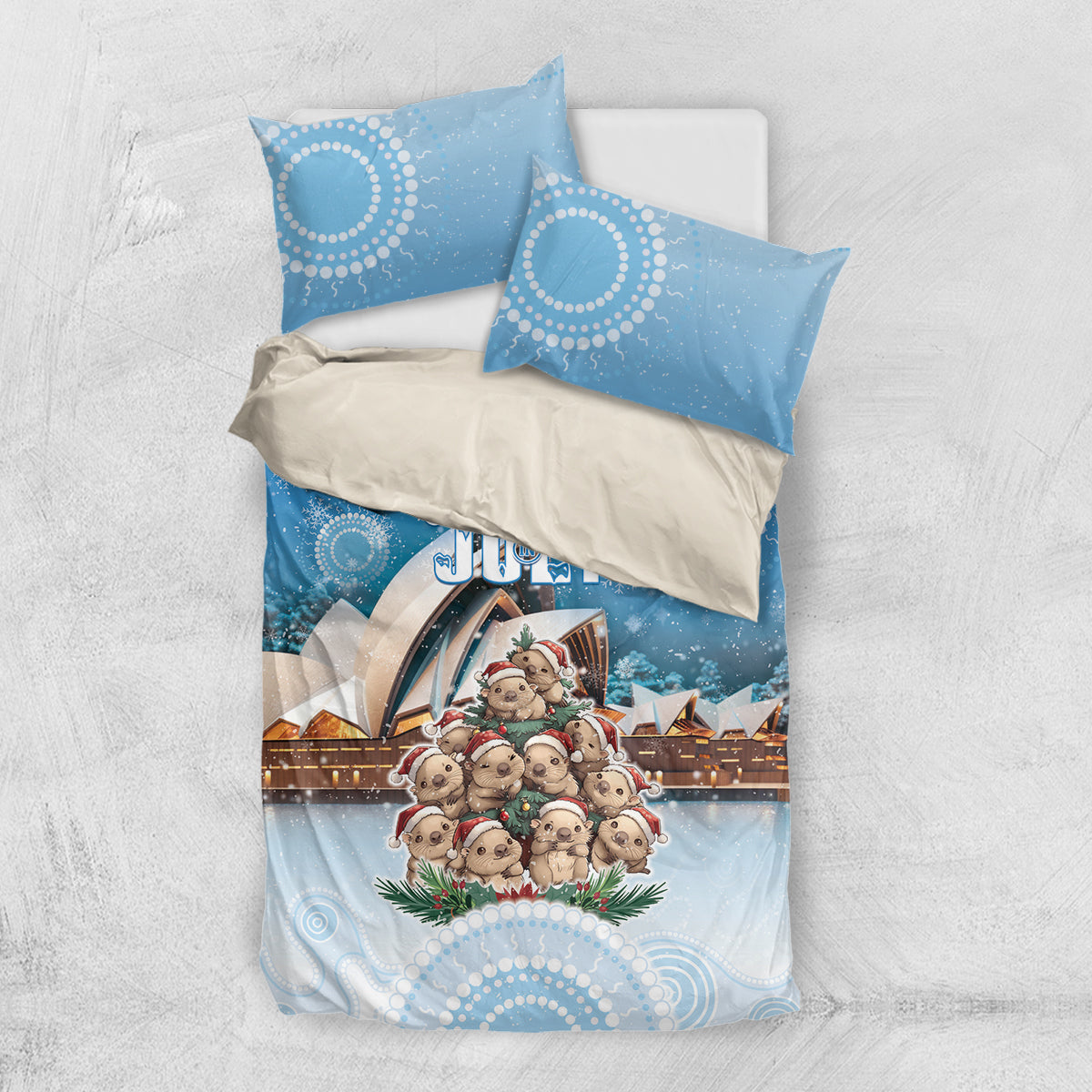 Australia Yulefest Bedding Set Cute Wombat Sydney Opera House LT05 - Vibe Hoodie Shop