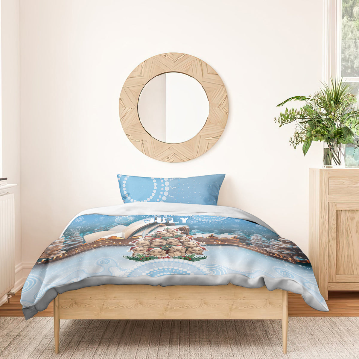 Australia Yulefest Bedding Set Cute Wombat Sydney Opera House LT05 - Vibe Hoodie Shop