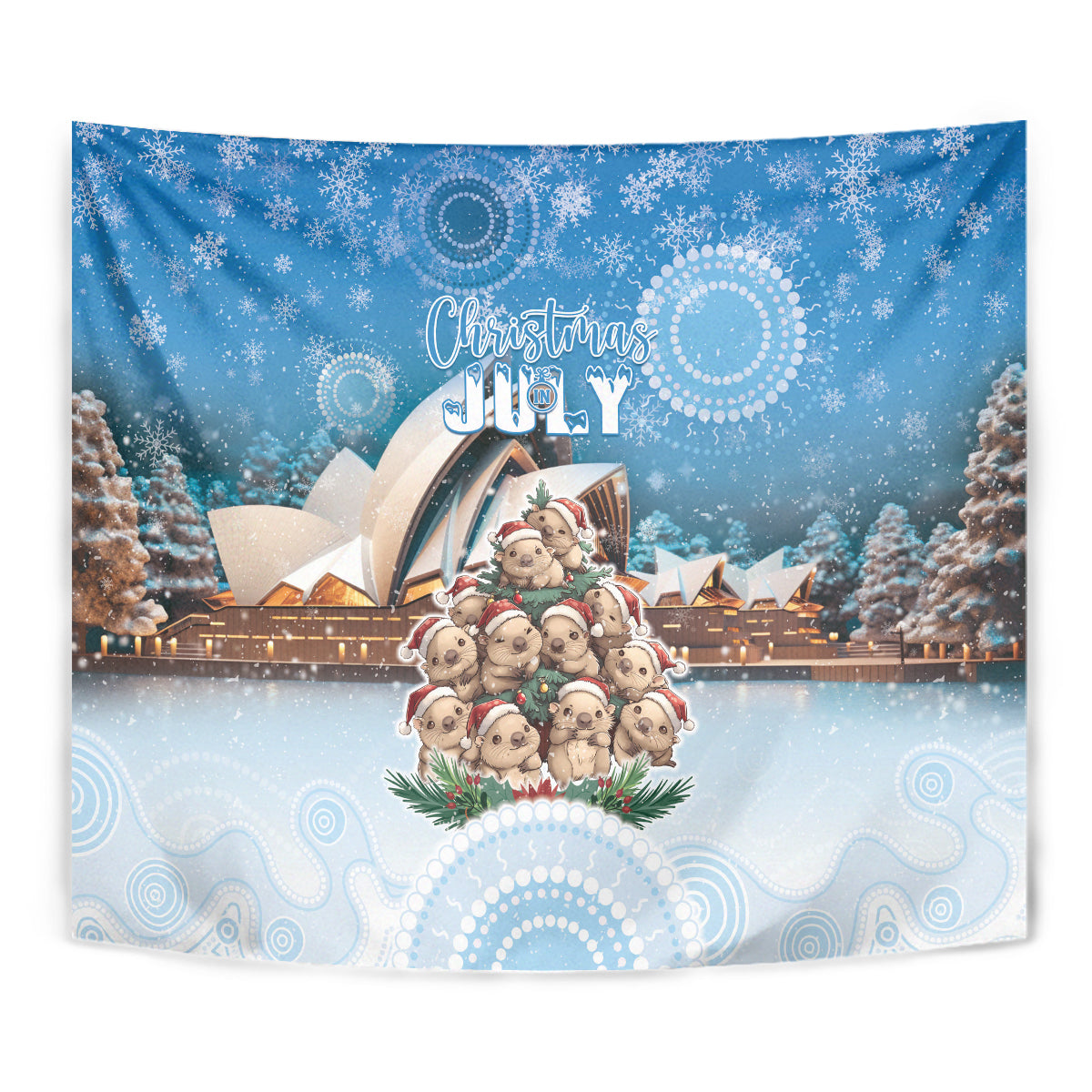 Australia Yulefest Tapestry Cute Wombat Sydney Opera House LT05 - Vibe Hoodie Shop