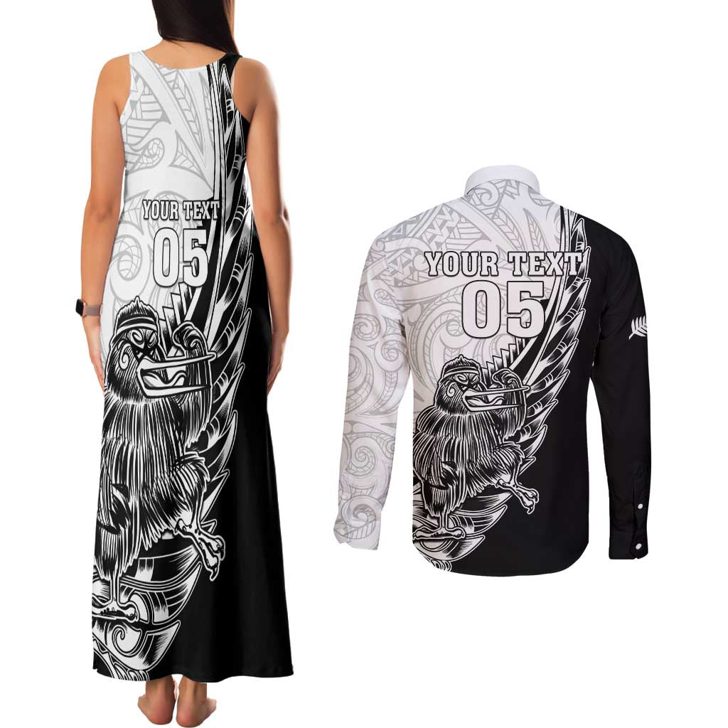 New Zealand Kiwi Rugby Custom Couples Matching Tank Maxi Dress and Long Sleeve Button Shirt Go Champions Maori Pattern