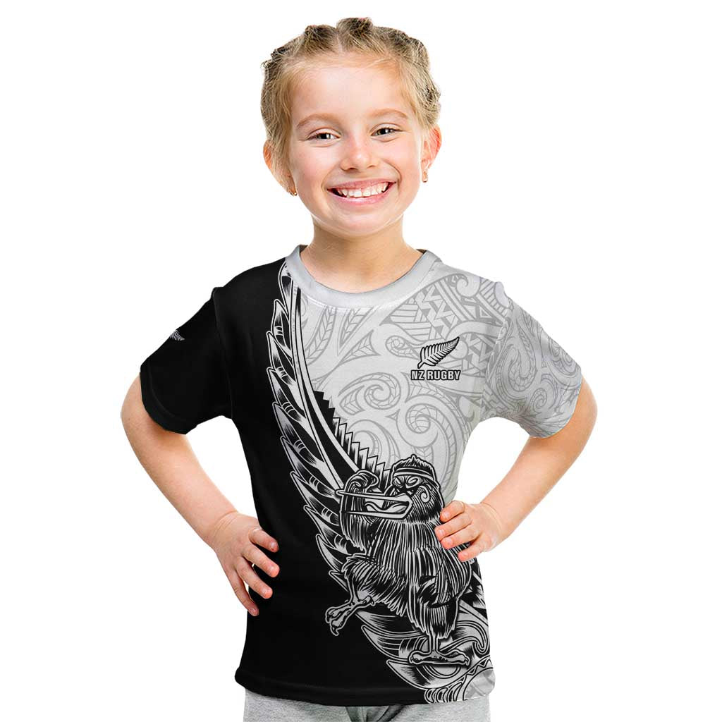New Zealand Kiwi Rugby Custom Kid T Shirt Go Champions Maori Pattern LT05 - Vibe Hoodie Shop
