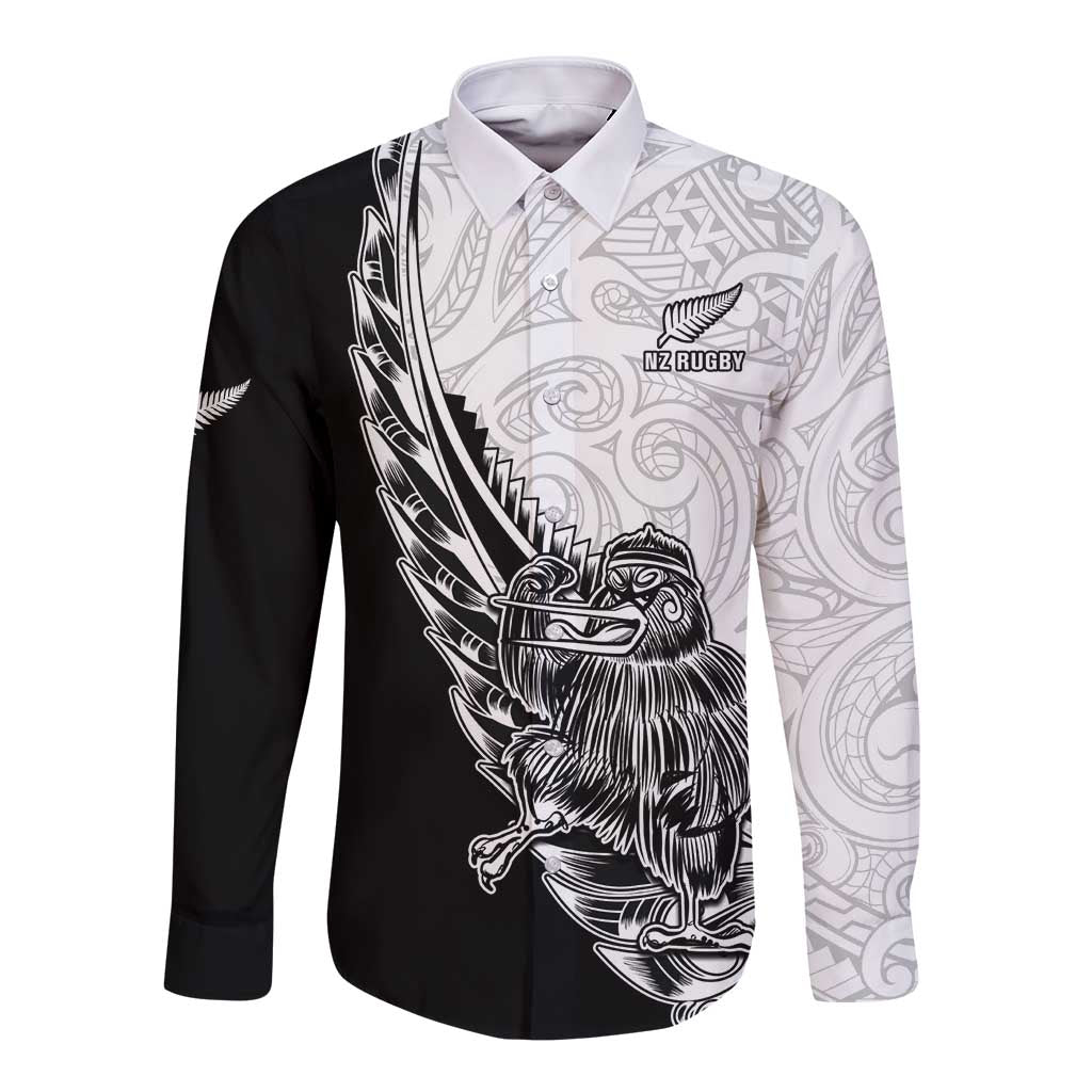 New Zealand Kiwi Rugby Custom Long Sleeve Button Shirt Go Champions Maori Pattern LT05 - Vibe Hoodie Shop