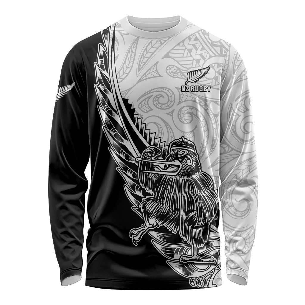 New Zealand Kiwi Rugby Custom Long Sleeve Shirt Go Champions Maori Pattern LT05 - Vibe Hoodie Shop