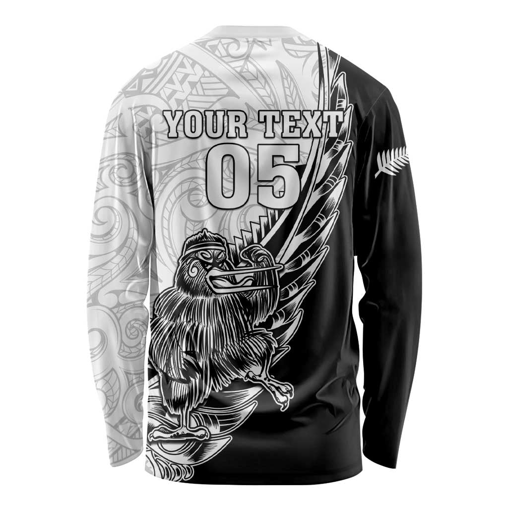 New Zealand Kiwi Rugby Custom Long Sleeve Shirt Go Champions Maori Pattern LT05 - Vibe Hoodie Shop