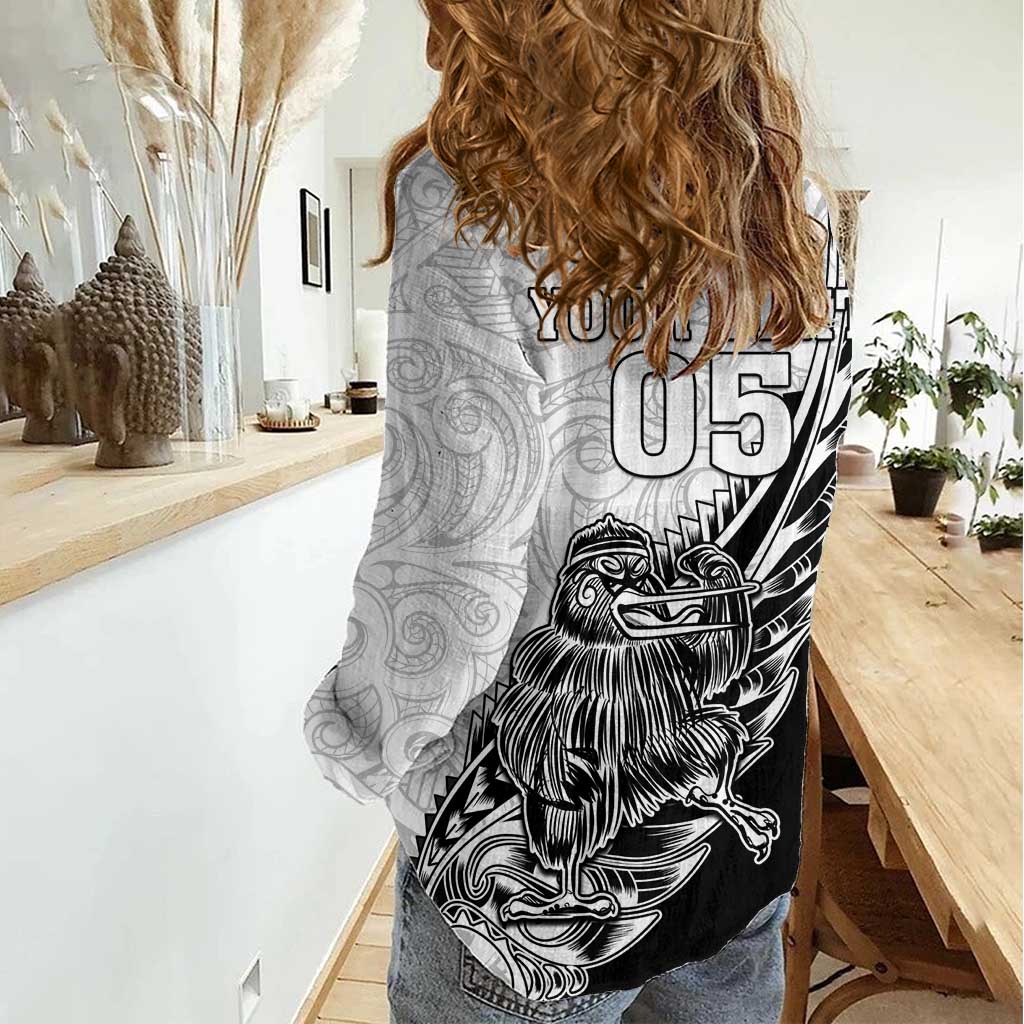 New Zealand Kiwi Rugby Custom Women Casual Shirt Go Champions Maori Pattern LT05 - Vibe Hoodie Shop