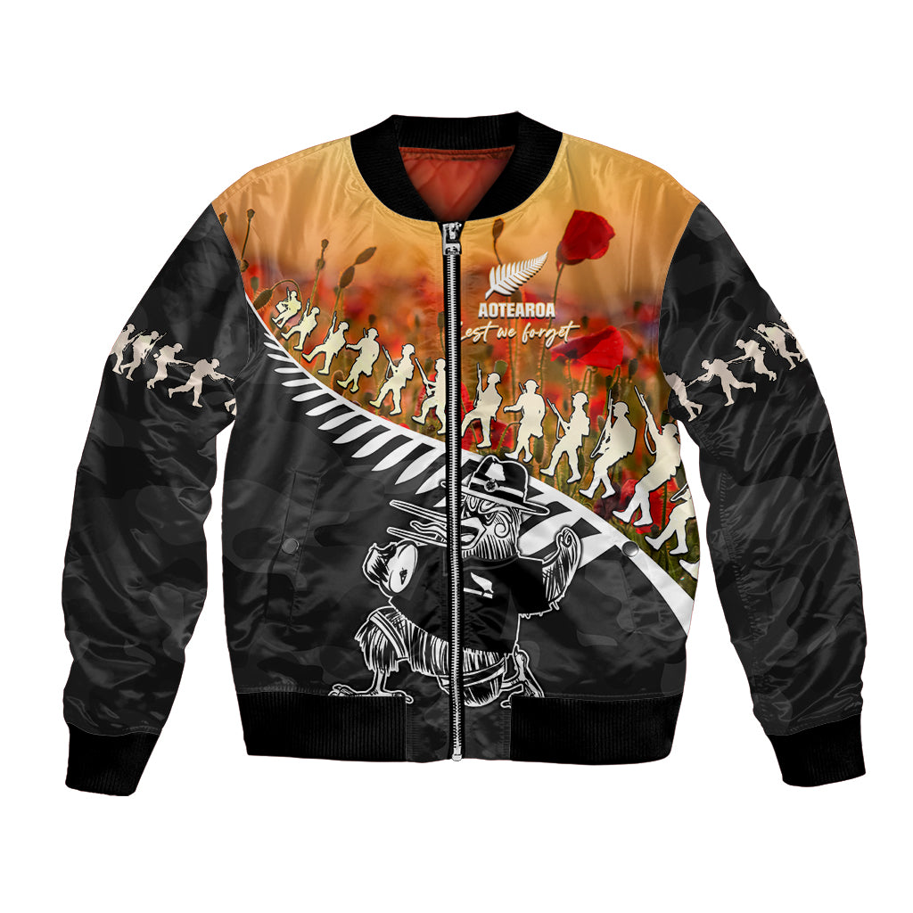 New Zealand ANZAC Rugby Bomber Jacket Soldier Fern With Kiwi Bird LT05 - Vibe Hoodie Shop