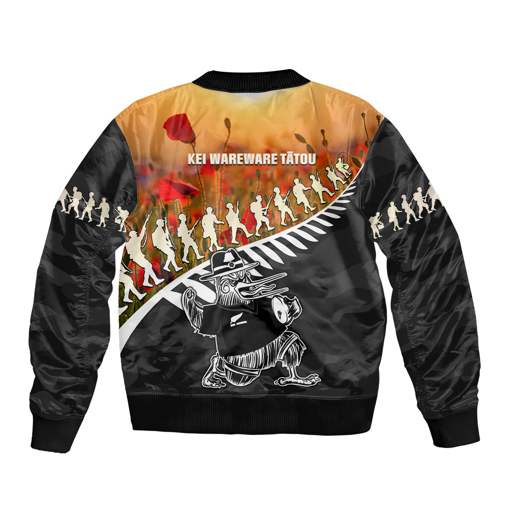 New Zealand ANZAC Rugby Bomber Jacket Soldier Fern With Kiwi Bird LT05 - Vibe Hoodie Shop