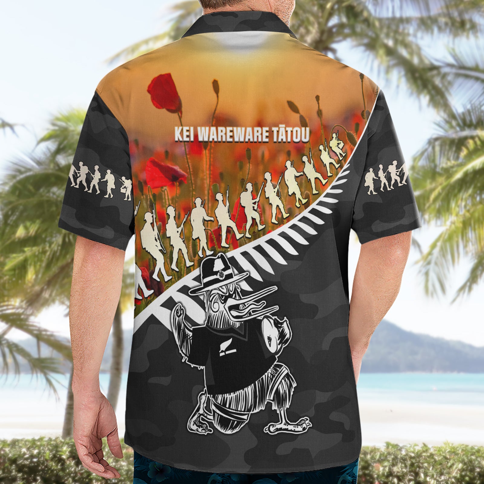 New Zealand ANZAC Rugby Hawaiian Shirt Soldier Fern With Kiwi Bird LT05 - Vibe Hoodie Shop