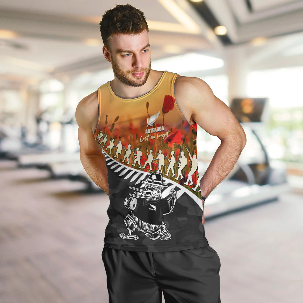 New Zealand ANZAC Rugby Men Tank Top Soldier Fern With Kiwi Bird LT05 - Vibe Hoodie Shop
