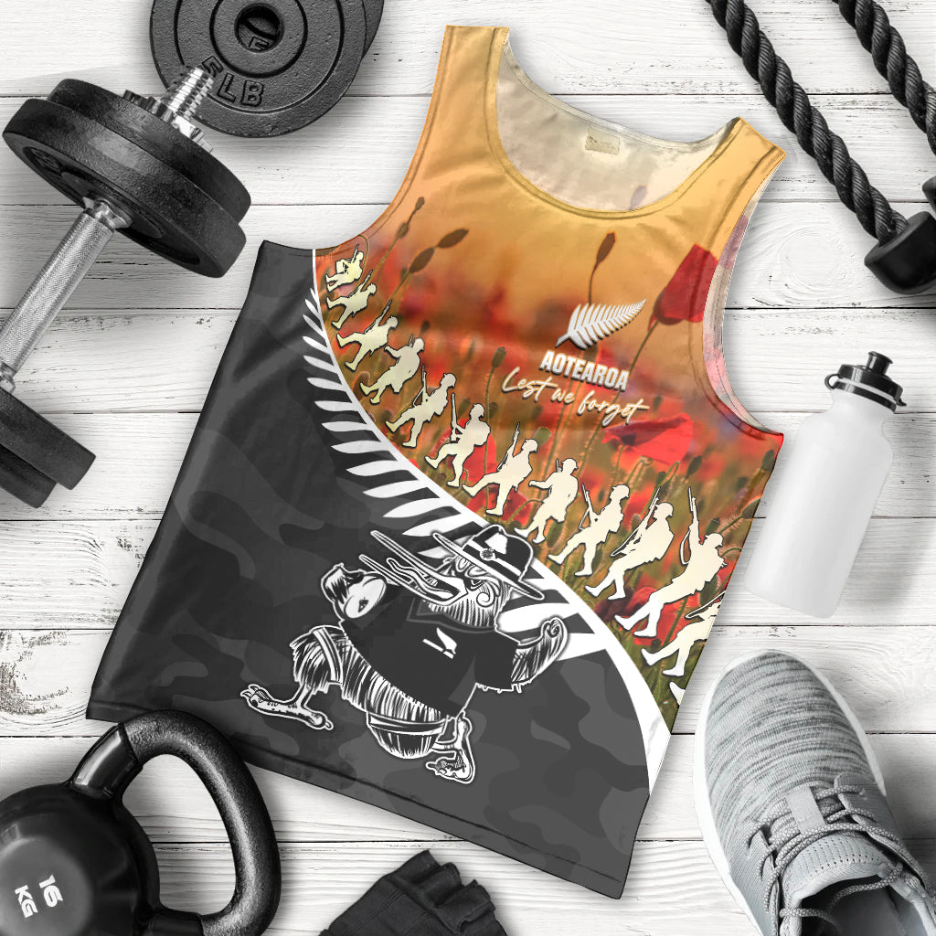 New Zealand ANZAC Rugby Men Tank Top Soldier Fern With Kiwi Bird LT05 - Vibe Hoodie Shop