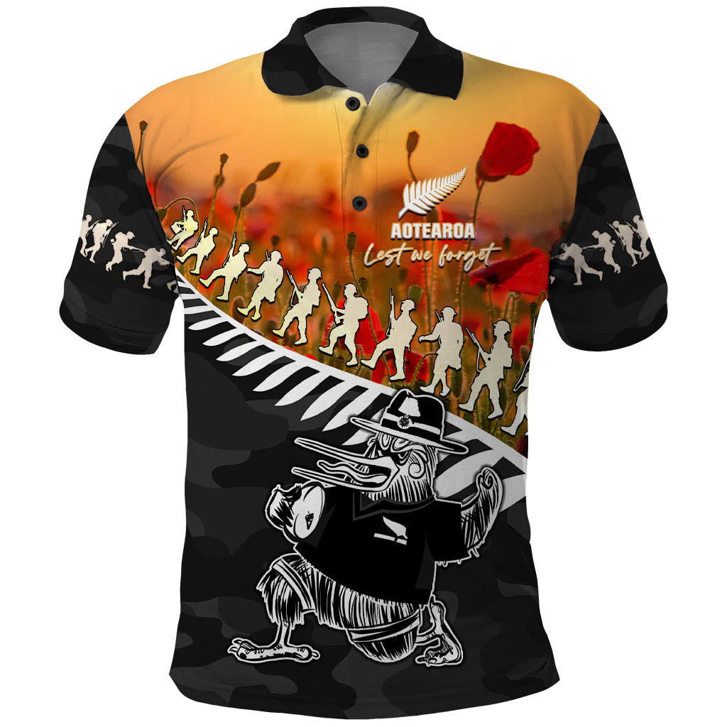 New Zealand ANZAC Rugby Polo Shirt Soldier Fern With Kiwi Bird LT05 - Vibe Hoodie Shop