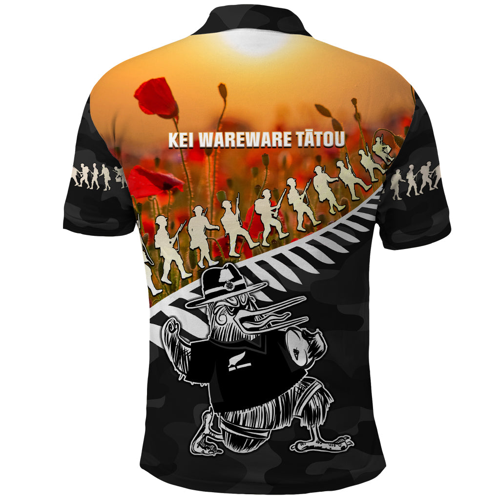 New Zealand ANZAC Rugby Polo Shirt Soldier Fern With Kiwi Bird LT05 - Vibe Hoodie Shop