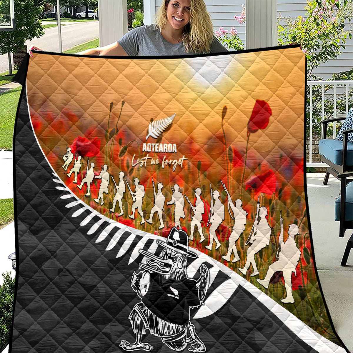 New Zealand ANZAC Rugby Quilt Soldier Fern With Kiwi Bird LT05 - Vibe Hoodie Shop