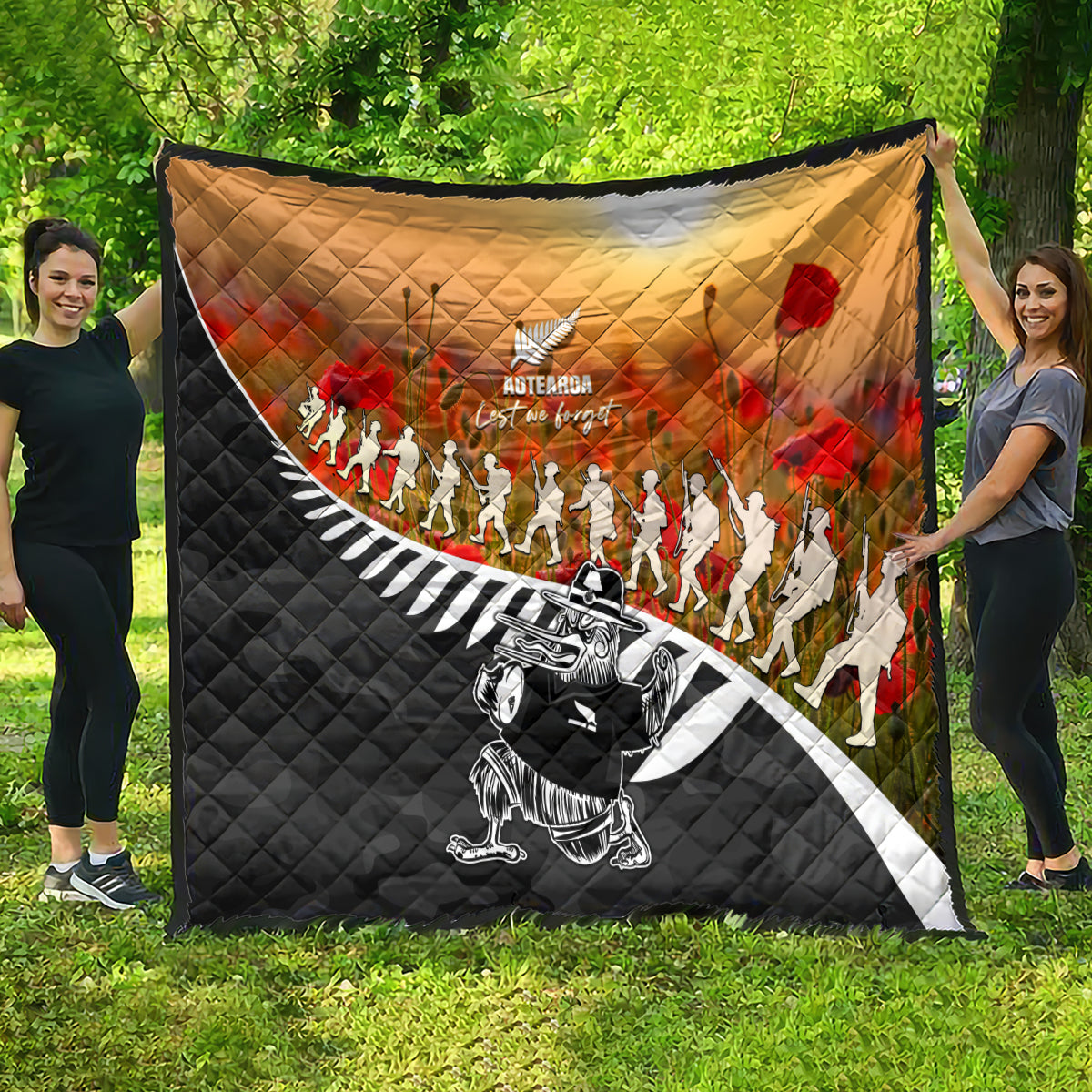New Zealand ANZAC Rugby Quilt Soldier Fern With Kiwi Bird LT05 - Vibe Hoodie Shop