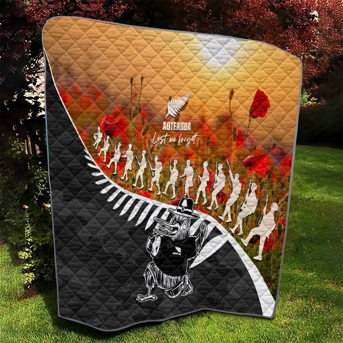 New Zealand ANZAC Rugby Quilt Soldier Fern With Kiwi Bird LT05 - Vibe Hoodie Shop
