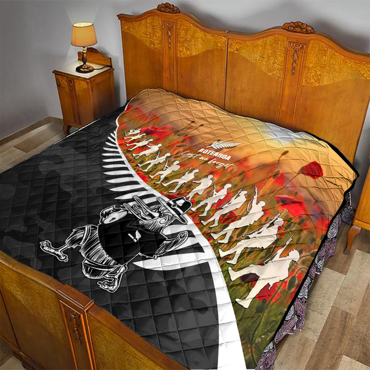 New Zealand ANZAC Rugby Quilt Soldier Fern With Kiwi Bird LT05 - Vibe Hoodie Shop