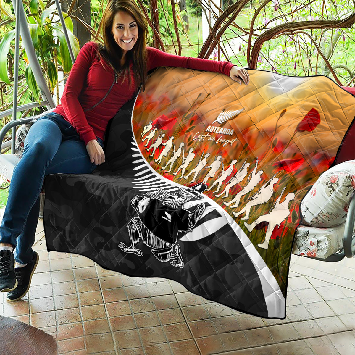 New Zealand ANZAC Rugby Quilt Soldier Fern With Kiwi Bird LT05 - Vibe Hoodie Shop