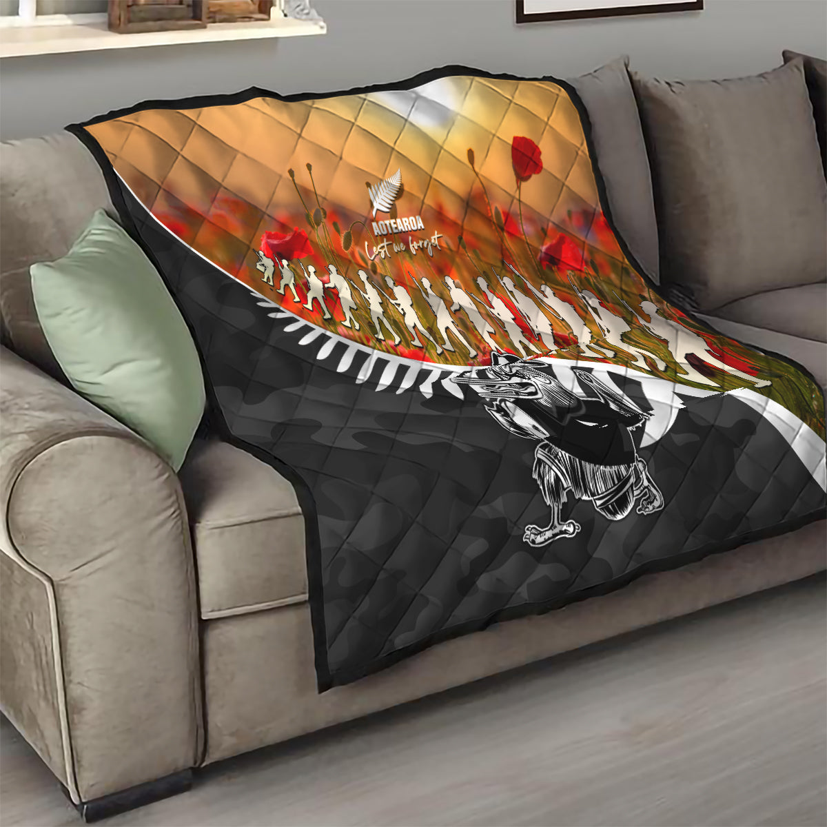 New Zealand ANZAC Rugby Quilt Soldier Fern With Kiwi Bird LT05 - Vibe Hoodie Shop