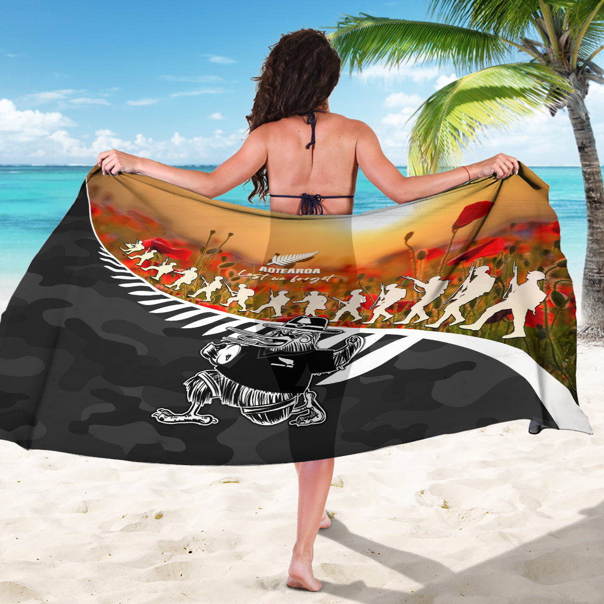 New Zealand ANZAC Rugby Sarong Soldier Fern With Kiwi Bird LT05 - Vibe Hoodie Shop