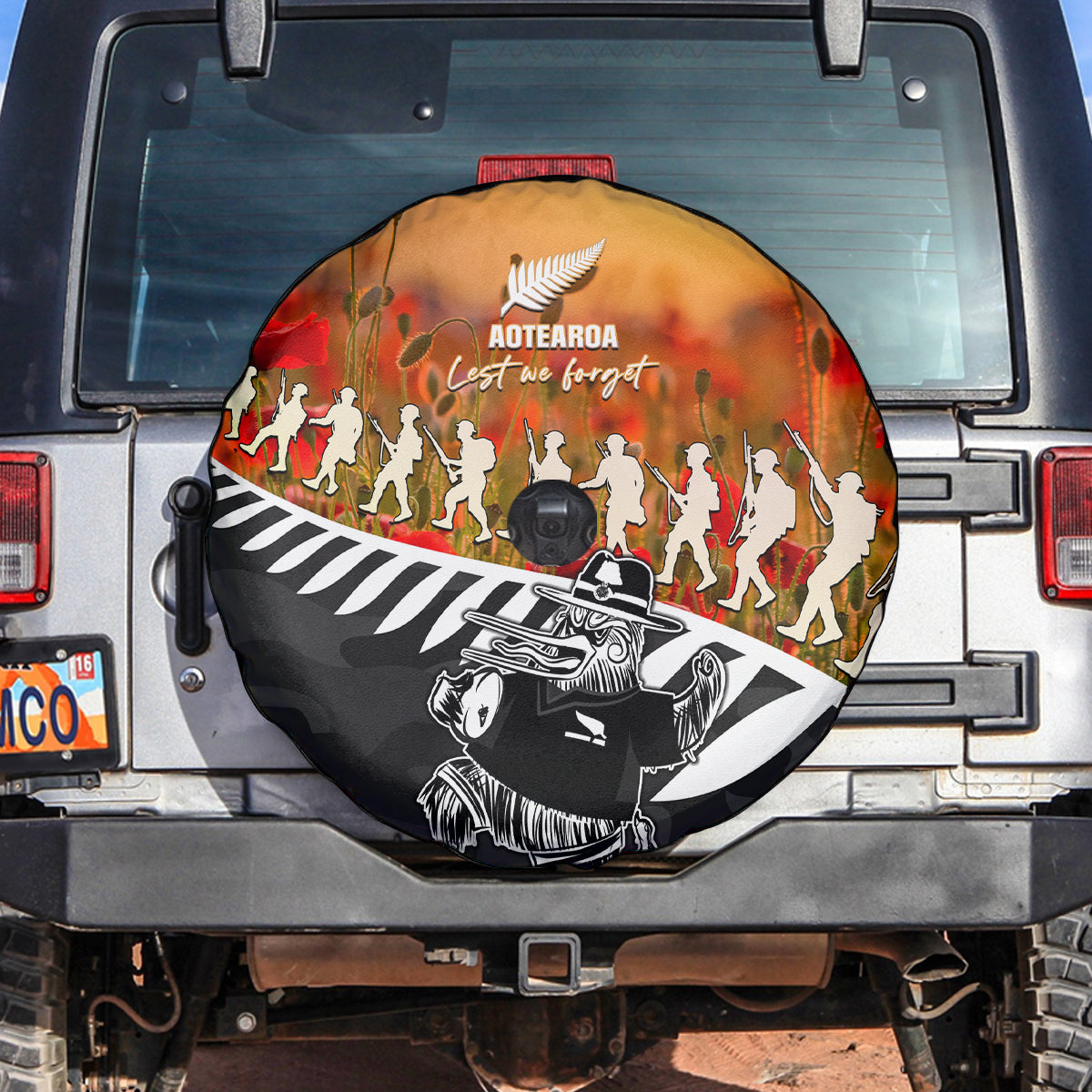 New Zealand ANZAC Rugby Spare Tire Cover Soldier Fern With Kiwi Bird LT05 - Vibe Hoodie Shop