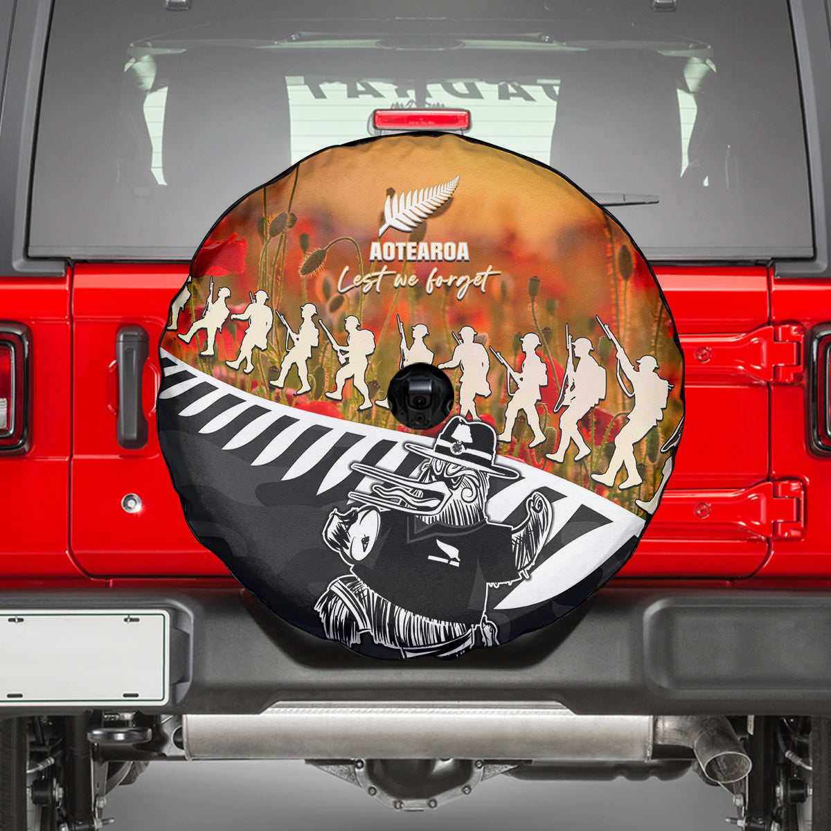 New Zealand ANZAC Rugby Spare Tire Cover Soldier Fern With Kiwi Bird LT05 - Vibe Hoodie Shop