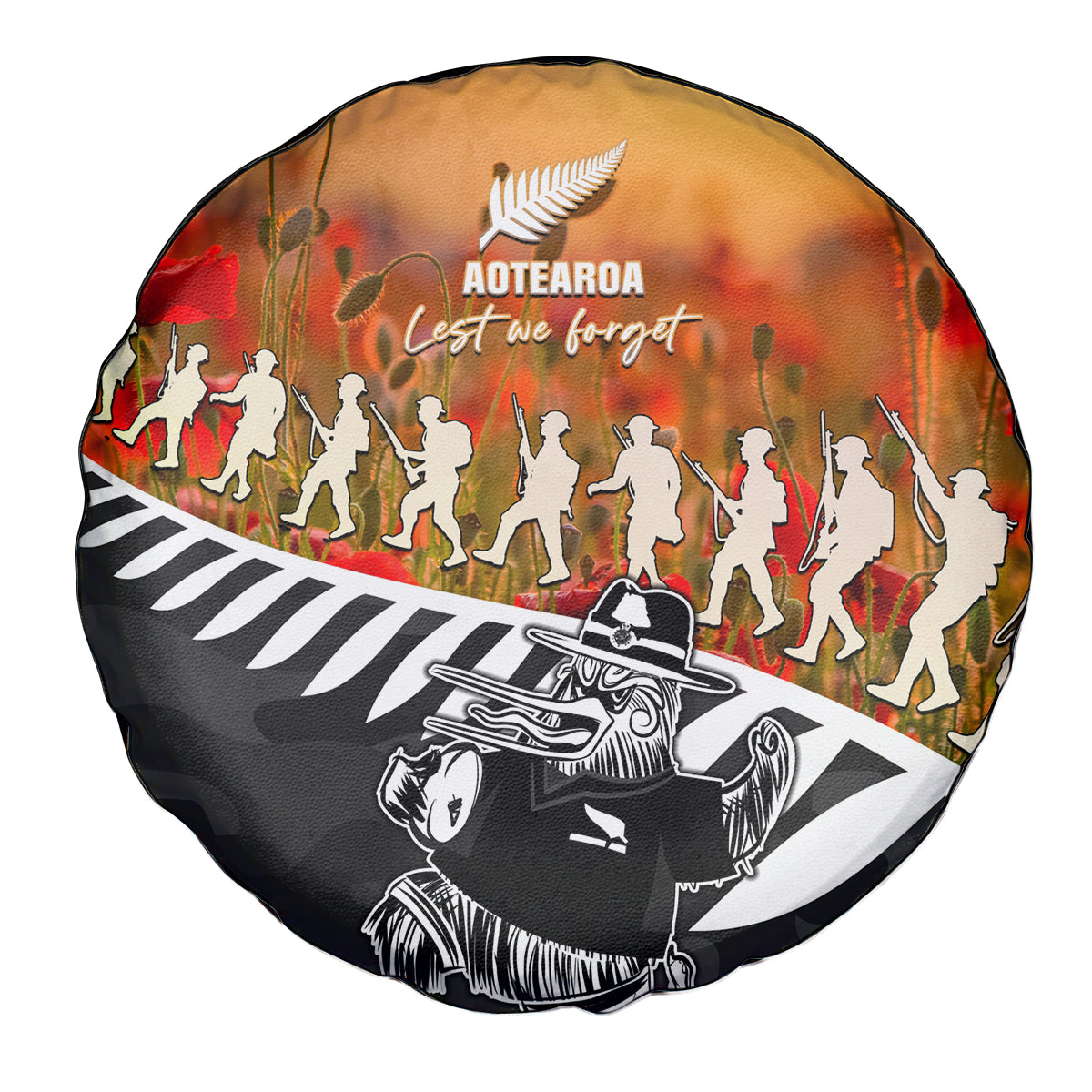 New Zealand ANZAC Rugby Spare Tire Cover Soldier Fern With Kiwi Bird LT05 - Vibe Hoodie Shop