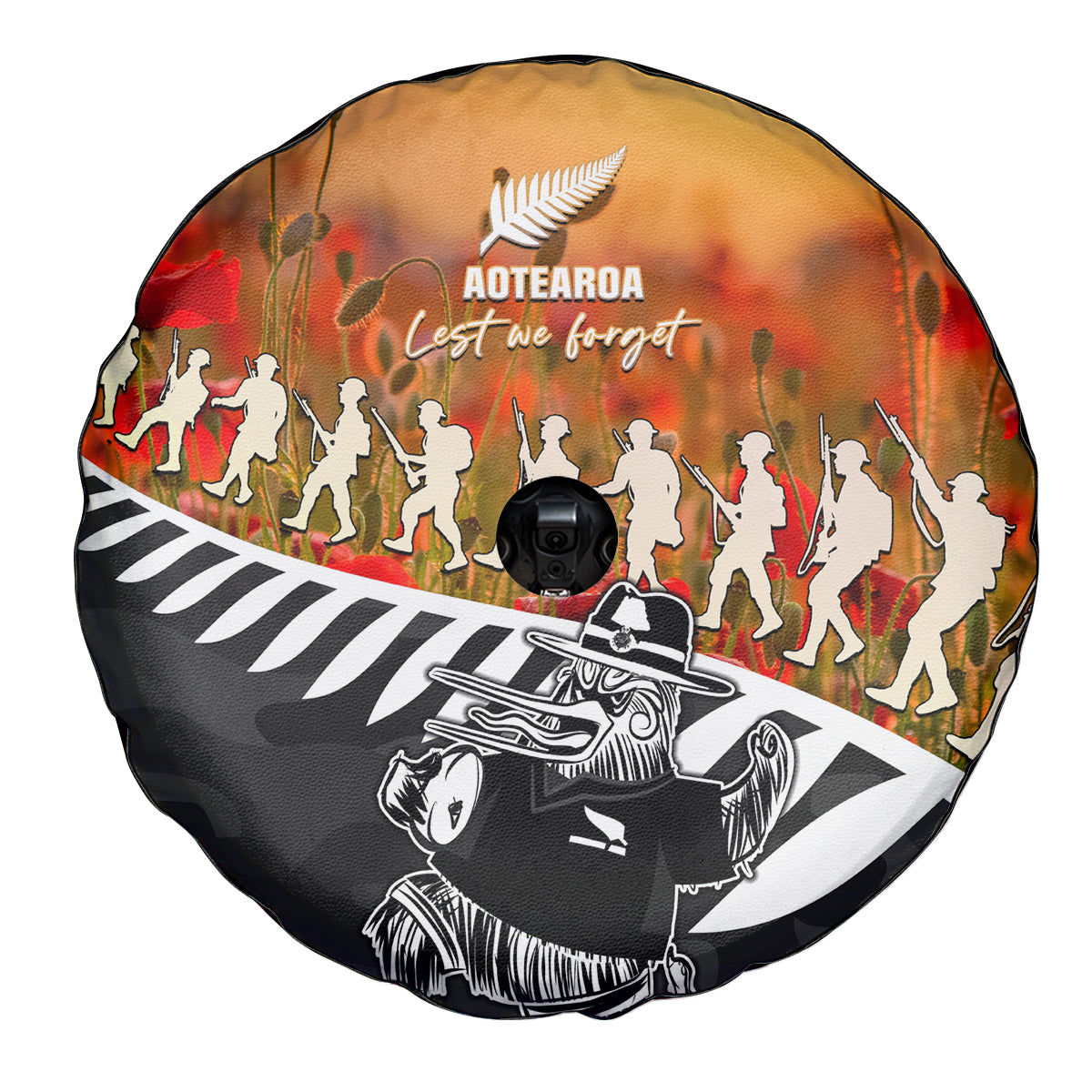 New Zealand ANZAC Rugby Spare Tire Cover Soldier Fern With Kiwi Bird LT05 - Vibe Hoodie Shop