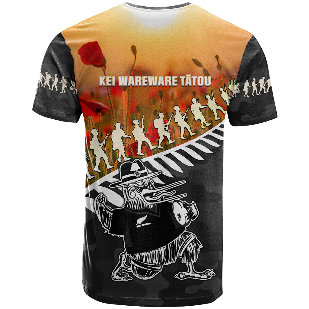 New Zealand ANZAC Rugby T Shirt Soldier Fern With Kiwi Bird LT05 - Vibe Hoodie Shop