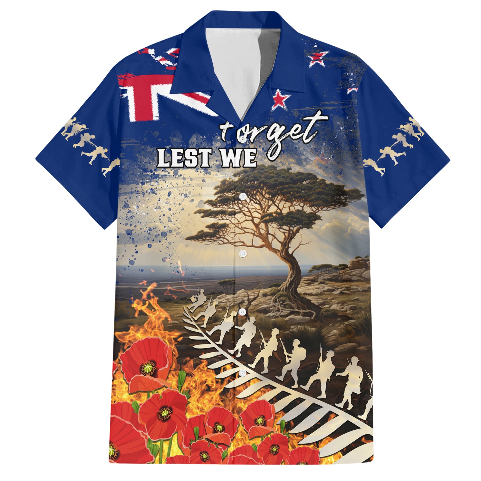 New Zealand ANZAC Day Hawaiian Shirt The Lonesome Pine With Soldier Fern LT05 - Vibe Hoodie Shop