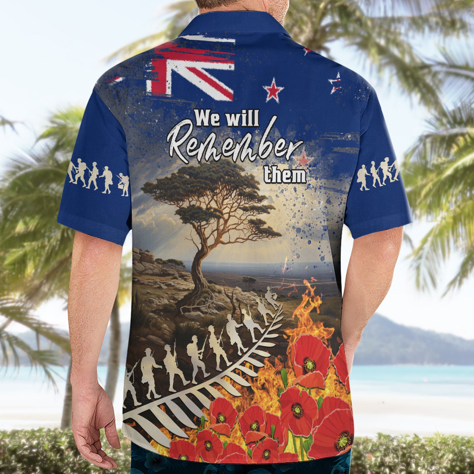 New Zealand ANZAC Day Hawaiian Shirt The Lonesome Pine With Soldier Fern LT05 - Vibe Hoodie Shop