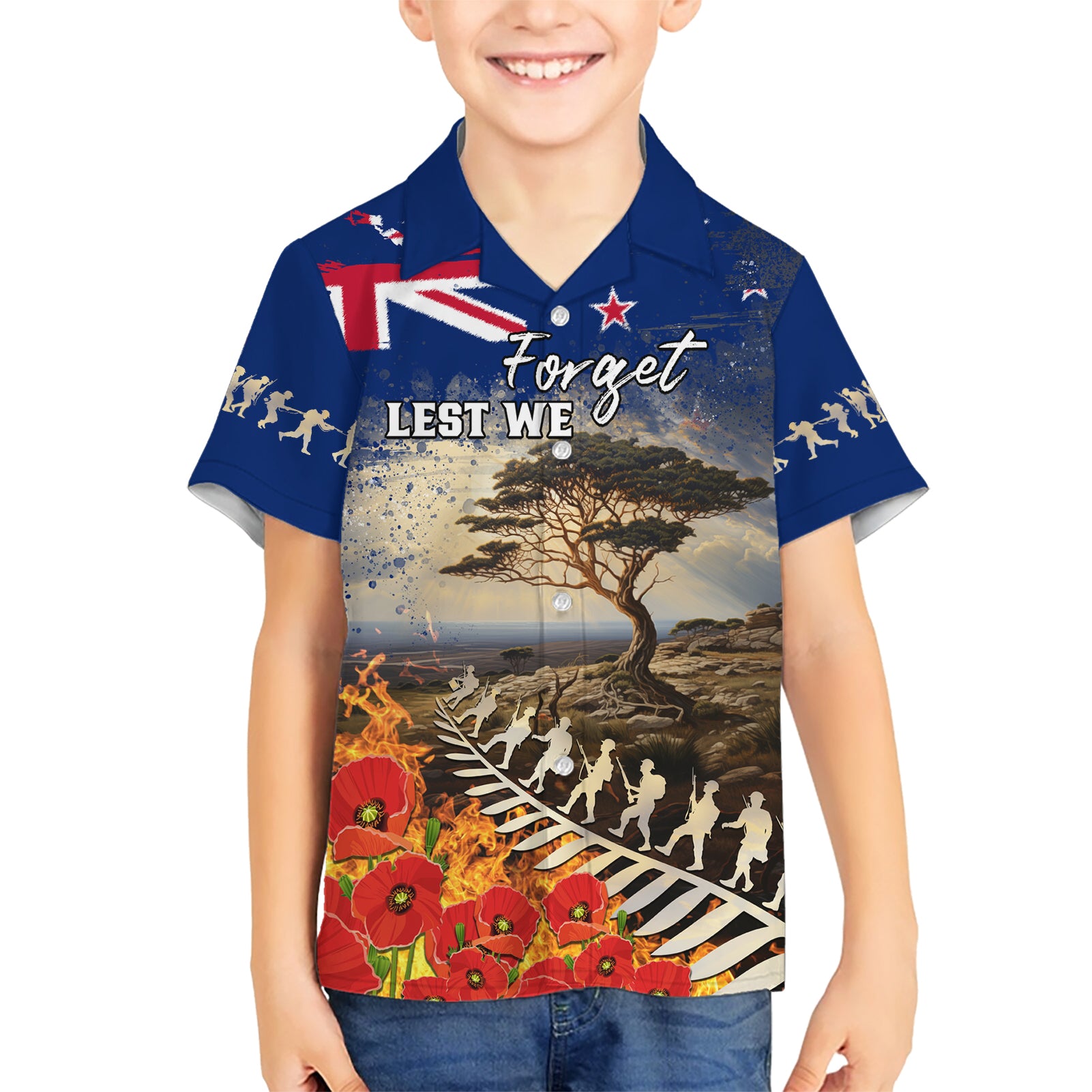 New Zealand ANZAC Day Hawaiian Shirt The Lonesome Pine With Soldier Fern LT05 - Vibe Hoodie Shop