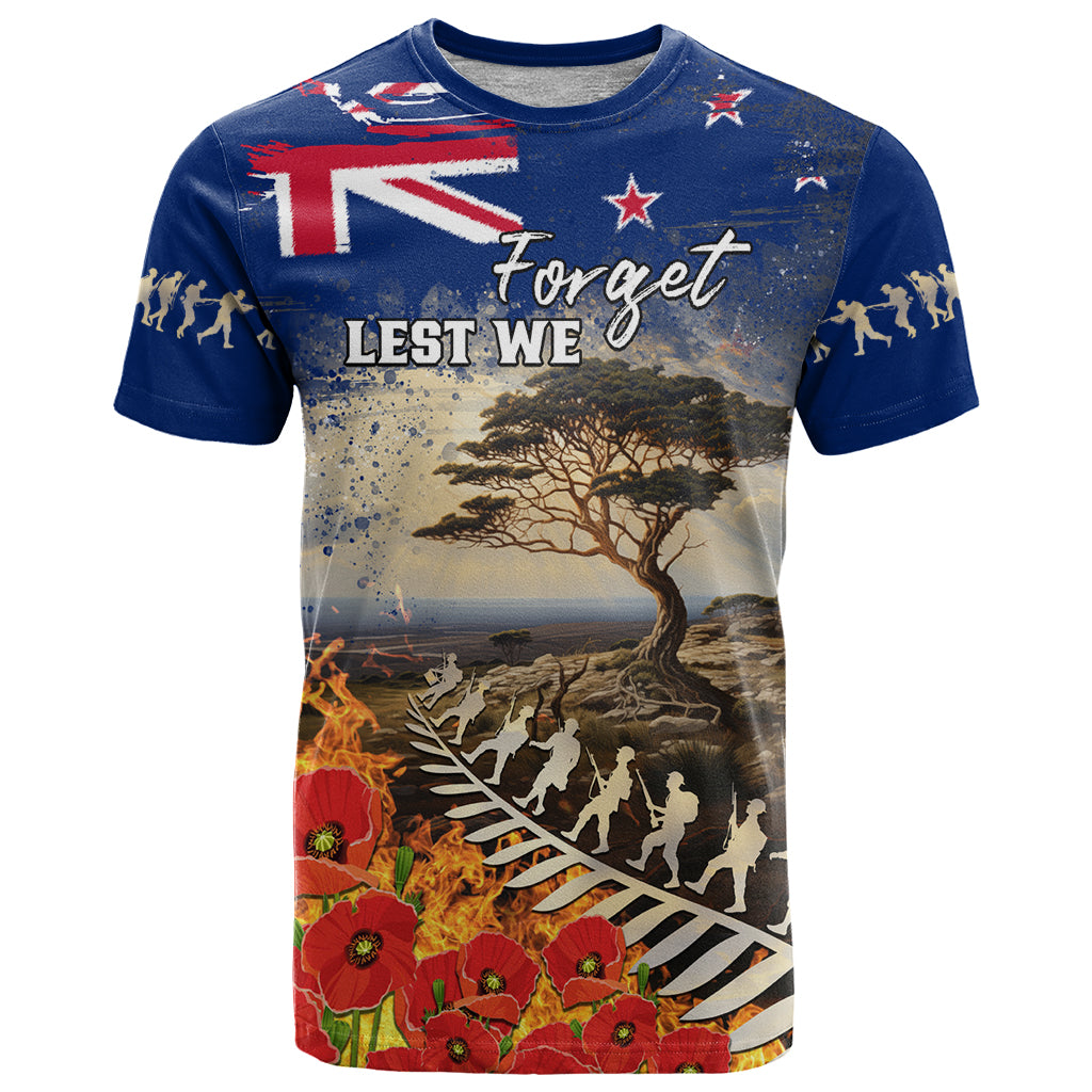 New Zealand ANZAC Day T Shirt The Lonesome Pine With Soldier Fern LT05 - Vibe Hoodie Shop